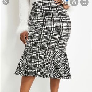 Houndstooth Peplum Pencil Skirt